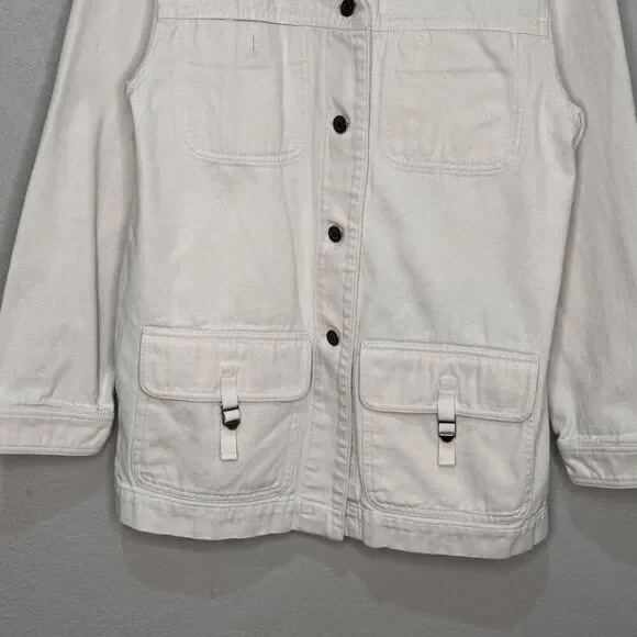 Vintage 90s Ralph Lauren Jeans Co Chore Jacket Cream Cotton Womens M - Picture 5 of 7
